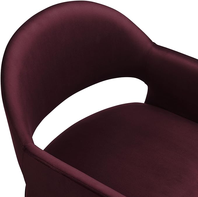 Modway Talia Performance Velvet Dining Armchair in Mulberry - Modern Curved Dining Chair with Open-Back - Stain-Resistant Velvet Barrel Chair - Living Room Accent Chair with Arms