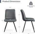 Dining Chairs Set of 4, Modern Dining Chairs with Thick Cushions, PU Leather Upholstered Kitchen Dining Room Chairs with Metal Legs for Dining Living Room (Dark Grey)