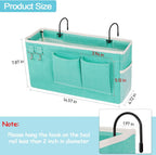 Loghot Bedside Caddy/Bedside Storage Bag Hanging Organizer for Bunk and Hospital Beds,Dorm Rooms Bed Rails,Can be Placed Glasses,Books,Mobile Phones,Keys (Green)