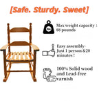 Child Rocking Chair for 3-6 Small Baby Kids Wooden Outdoor Furniture Indoor Living Room Lounge Bedroom Porch Patio Outside Brown