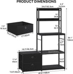 Mini Fridge Stand with Storage, Refrigerator Cabinet with Power Outlet - Multifunctional Microwave Stand, Coffee Bar Station for Dorm, Office and Kitchen, Black