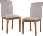DAGONHIL Dining Chairs Set of 2, Modern Upholstered Fabric Dining Room Chairs, Armless Kitchen Chairs with Wood Legs and Padded Seat for Living Room, Bedroom, Kitchen (Grey)