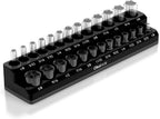 Olsa Tools Magnetic Socket Organizer | 1/4-Inch Drive | SAE | Black | Holds 26 Sockets | Professional Quality Tools Organizer