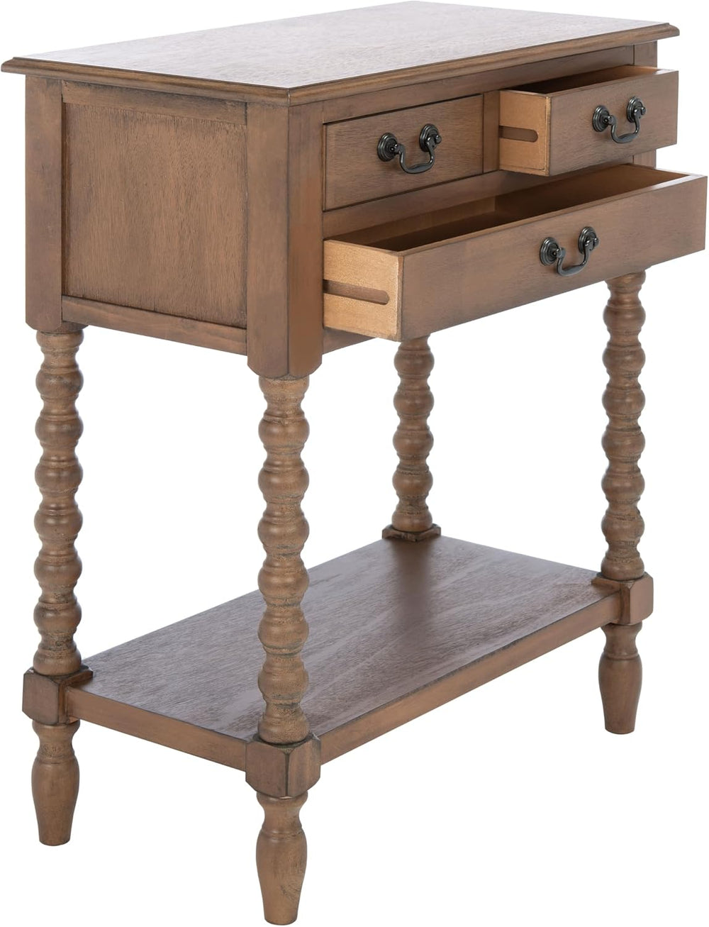 SAFAVIEH Furniture - Athena 3-Drawer Console Table - Brown - Solid Wood - Far...