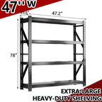 3000LBS Heavy-Duty Garage Shelving, 47" W Metal Shelves, 4-Tier Adjustable Garage Shelving Units, Storage Racks for Warehouse, Workshop