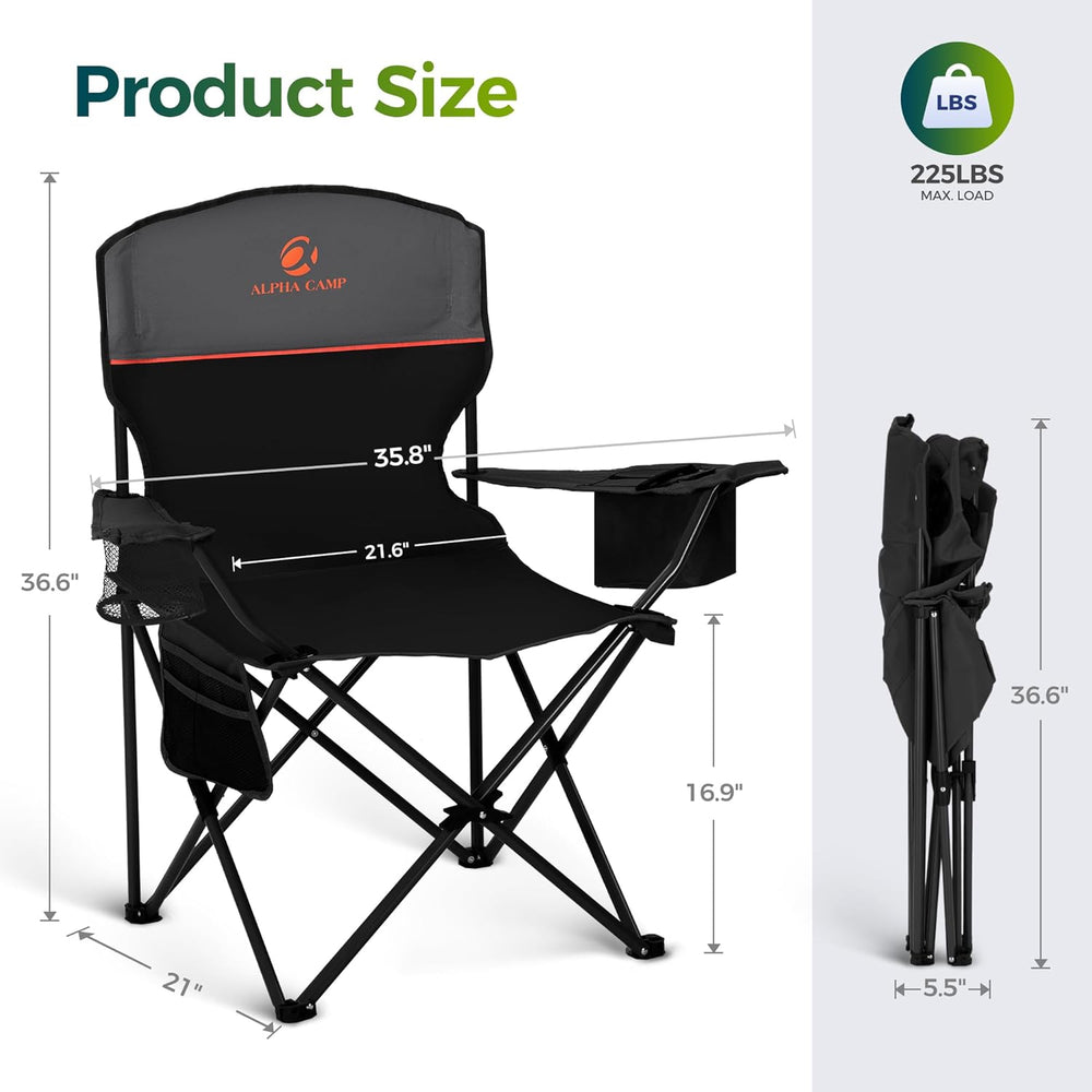 ALPHA CAMP Folding Camping Chair for Adults Lawn Chair for Camping Outdoor | ...