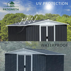 8' x 6' Outdoor Metal Storage Shed Outdoor Shed Galvanized Steel Garden Shed with Sliding Door and Window for Ventilation Storage Sheds House for Backyard Garden