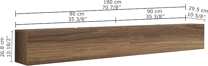 Atelier Mobili Floating TV Stand - Wall Mounted TV Stand for 75 Inch TV - Floating TV Shelf - Modern TV Stands for Living Room - Sleek Entertainment Center Design (Walnut, 2 Doors)