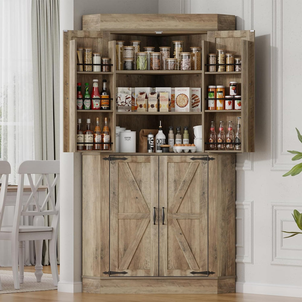 Gyfimoie Corner Cabinet,Kitchen Pantry Storage Cabinet,Freestanding Buffet Hu...