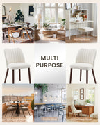Upholstered Dining Chairs Set of 4, Farmhouse Fabric Kitchen Chairs with Solid Wood Legs, Modern Dining Room Chairs for Restaurant & Cafe, Beige