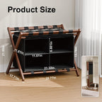 Bamboo Luggage Rack with 4 Storage Compartments, 150 lb Capacity | 600D Water-Resistant Oxford Fabric,Foldable,Space-Saving Design,Stable X-Frame Structure,Natural Bamboo, Strong and Durable