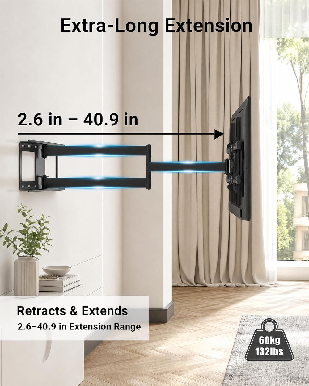 BONTEC Corner TV Wall Mount with Extra Long 40.9” Extension Arm,Tilt Swivel |...