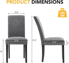 LSSPAID Dining Chairs Set of 4, Fabric Upholstered Dining Room Parson Chair with Nailhead Trim and Solid Wood Legs for Home and Kitchen, Gray