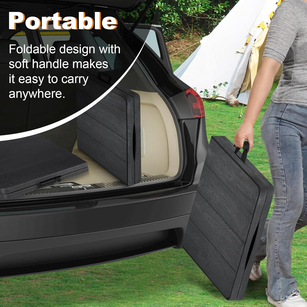 4ft Folding Table, Portable Fold-in-Half Adjustable Height Utility Table for ...