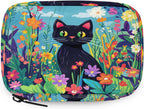 Art Painting Flower Cat Pill Organizer Travel Medicine Case with Zipper Daily Vitamin Storage Bag Portable 8 Slot Weekly Pill Box Supplement Holder for Home Office Gym Travel