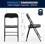 EMMA + OLIVER 5-Piece Multipurpose Folding Card Table and Chairs Set for 4 Players, Padded Top Portable Square Folding Table and Chairs Set, Black
