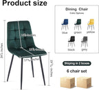 NORDICANA Forest Green Velvet Dining Chairs Set of 6, Upholstered Tufted Kitchen Chairs, Comfortable Seat, Metal Leg, Easy Assembly