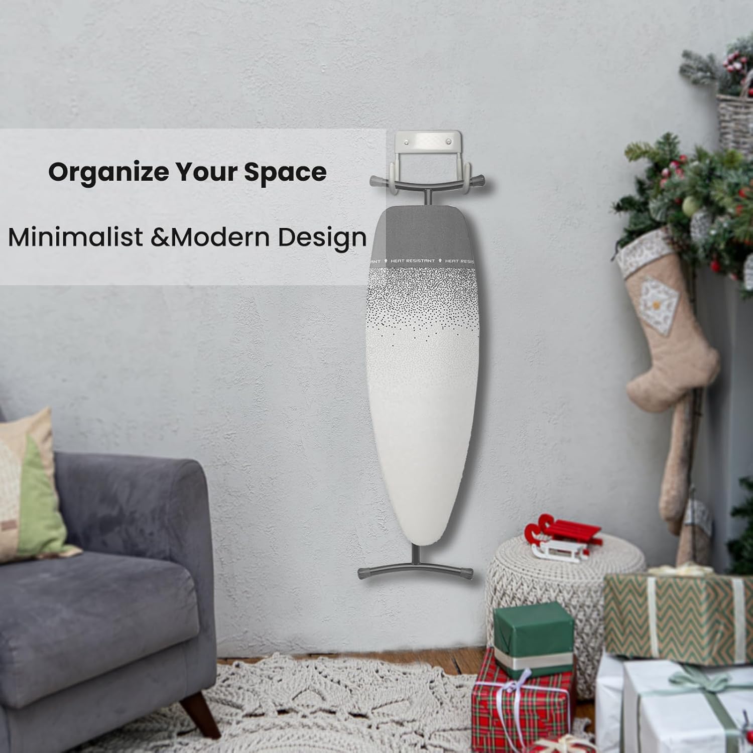 Ironing Board Hanger Wall Mount, Ironing Board Holder Organizer Wall Rack for Laundry Rooms Space-Saving Storage Rack Hanging Shelf Hanger (White)