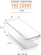 BINO | Plastic Storage Bins, Large | THE CURVE COLLECTION | Multi-Use Fridge / Freezer Organizer | Built-In Handle | BPA-Free | Pantry and Home Organization