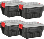Rubbermaid® ActionPacker®️ 8 Gal Lockable Storage Box Pack of 4, Outdoor, Industrial, Rugged, Grey and Black