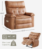 GarveeHome Recliner Chair - PU Leather Manual Recliner for Adults, Lazy Chair with 1.5X Sponge Comfort Arm and Back for Living Room, Bedroom
