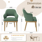 Wooden Dining Chairs Set of 6, Modern Fabric Upholstered Dining Room Chair, Kitchen Side Chairs, Farmhouse Dinner Chair with Open Back for Kitchen, Green