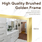 Gold Bathroom Mirror 26"x38", Rectangle Vanity Mirror with Frosted Metal Frame, Tempered Glass Wall Mounted Mirrors, Rust-Resistant for Bathroom, Bedroom & Living Room Decor