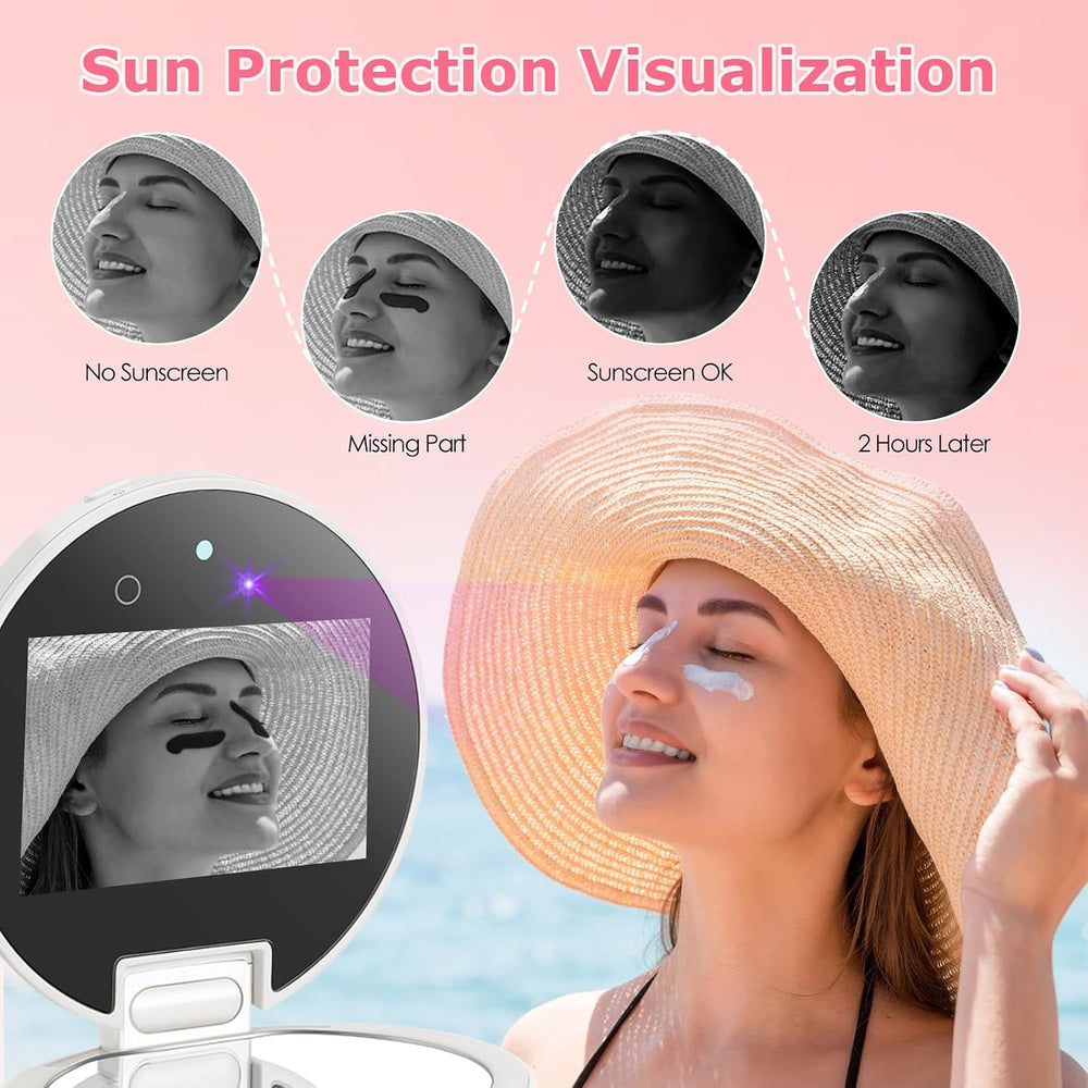 UV Camera for Sunscreen Test with 2X Magnifying Vanity Mirror 3.8 Inch