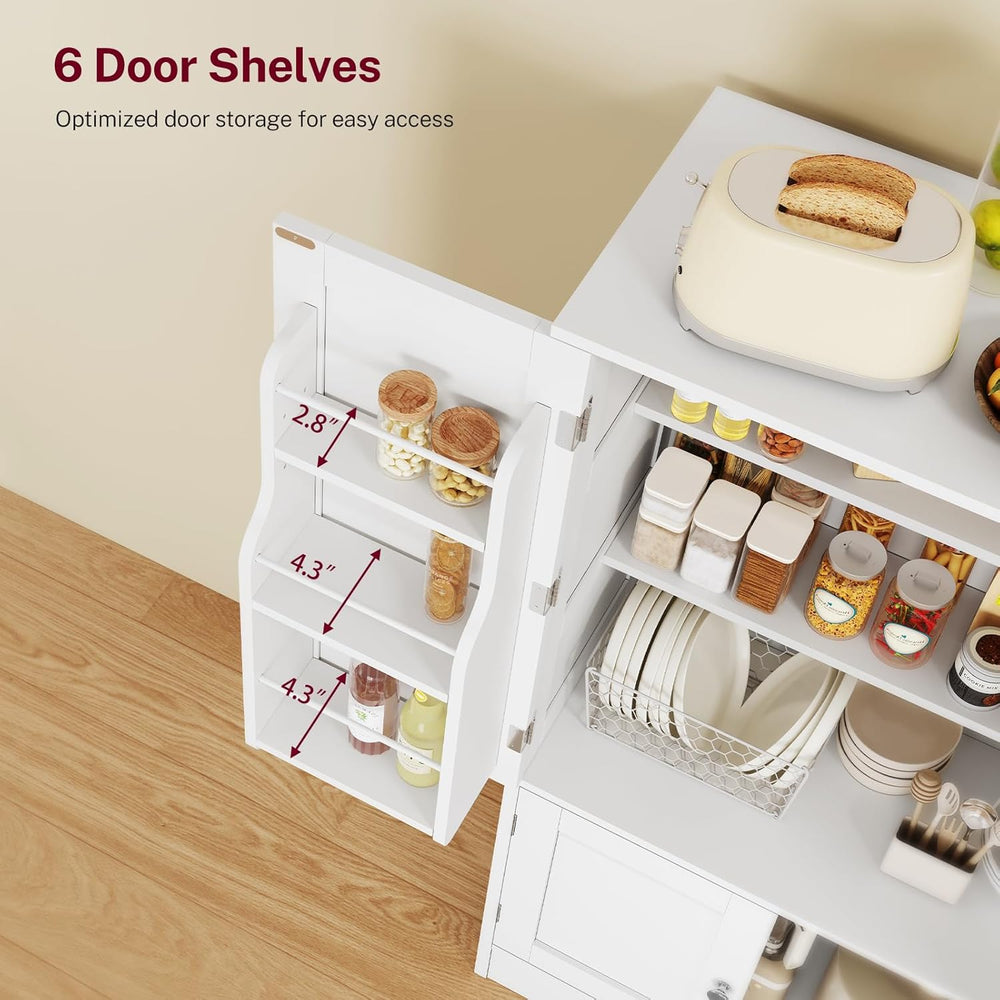 TEENFON 43'H Pantry Cabinet with 4 Doors, Kitchen Cabinet with 6 Door She...