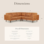 POLY & BARK Napa Leather Corner Sectional Sofa in Full-Grain Pure-Aniline Italian Tanned Leather in Cognac Tan