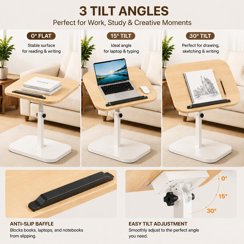 Adjustable C Table End Table, Height Adjustable 360° Swivel TV Tray Table for...