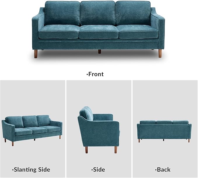 Kingfun Living Room Furniture Sets, 3 Seater Couch and Armchair, Mid Century Modern Sofa Set, Chenille Couch with Solid Wood Frame for Living Room & Bedroom, Water Green