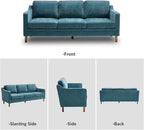 Kingfun Living Room Furniture Sets, 3 Seater Couch and 2 Armchair, Mid Century Modern Sofa Set, Chenille Couch with Solid Wood Frame for Living Room & Bedroom, Water Green