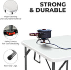 Our Modern Space 34" Square Foldable Table with Built in Handle & Steel Legs | Heavy Duty Portable | Perfect for Party, Dining, Wedding, Events, Picnic Indoor, Outdoor, Camping, Utility, Temporary