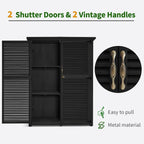 MCombo Outdoor Storage Cabinet, Wooden Storage Shed with Latch, Outside Garden Tool Shed with 2 Doors for Patio Yard Lawn, 1900 (Black, Large)