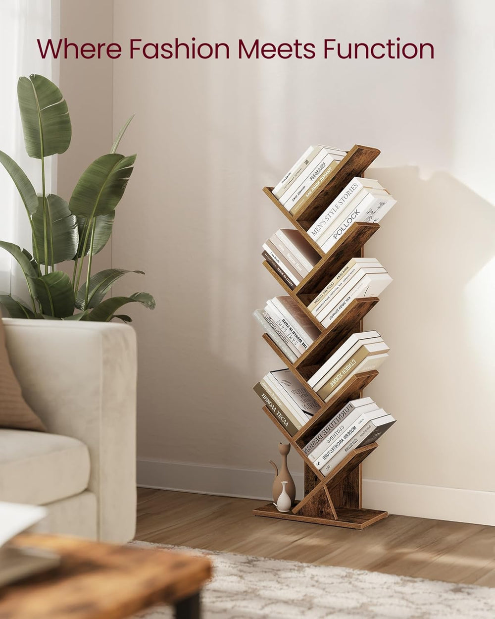 VASAGLE Custos Collection - Tree Bookshelf, Modern Bookcase, Floor Standing B...