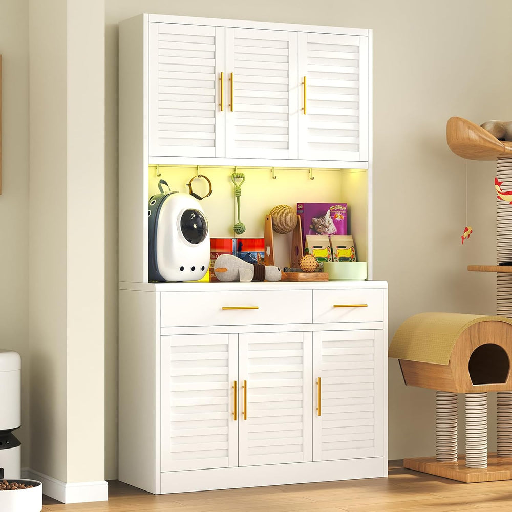 71" Tall Kitchen Pantry Cabinet, Metal Storage Cabinet, with 6 Doors &am...