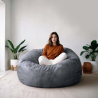 Bean Bag Chair for Adults, 4FT High-Rebound Memory Foam Bean Bag Sofa with Removable Cover, Oversized Bean Bag Couch for Gaming, Reading, and Relaxation, Grey | Corded Plush Fur Cover, Oversized Bean Bag with Backrest & Armrests, Stuffed Beanbag Chair