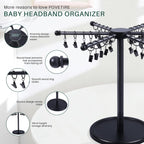 POVETIRE Headband Holder Bow Organizer for Girls, Rotating 360 Hair accessories Organizer Storage Baby Headband Display Stand Hair Bow Rack for Toddler Nursery Decor