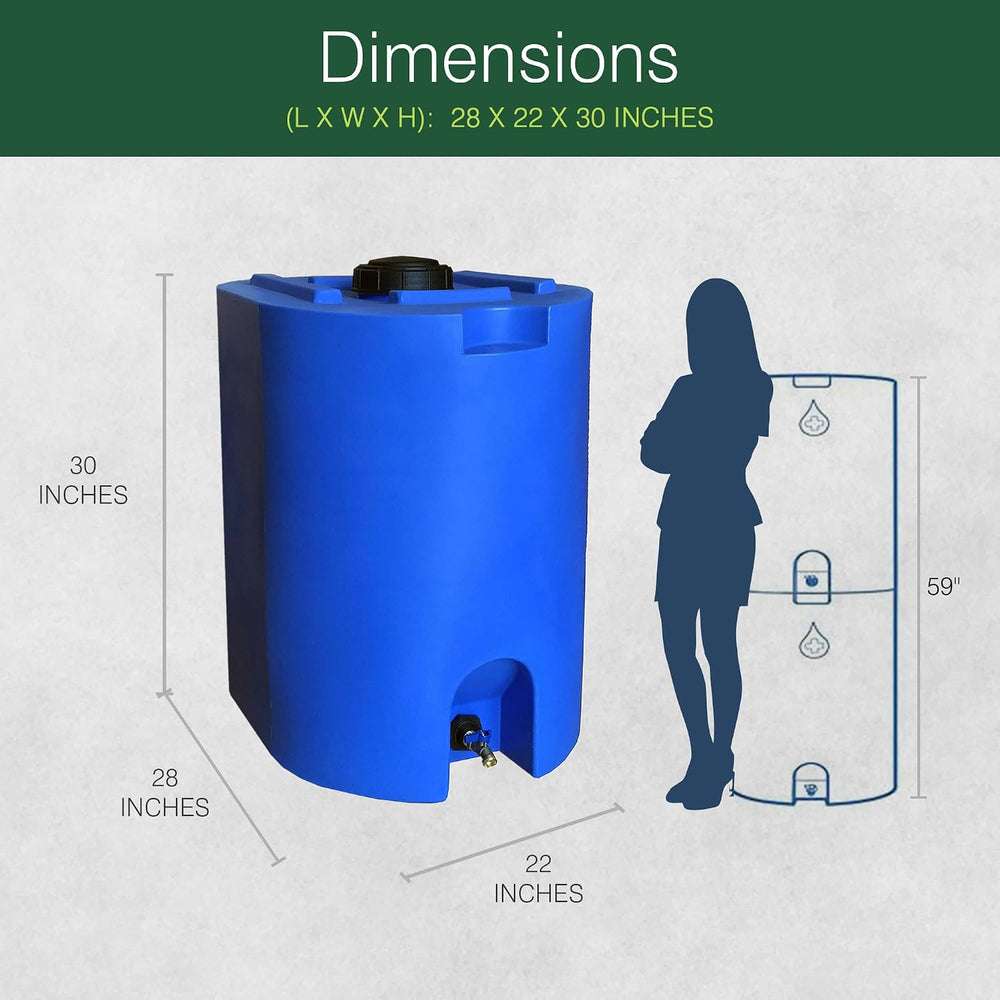 WaterPrepared 55 Gallon Unique Stackable Utility Water Tank, Blue, 2 Pack