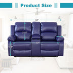 Recliner Sofa Set Couches for Living Room Chair Semi PU Fabric Living Room Furniture Sets, Adjusted Loveseat Reclining Couch Furniture Sofa Set for Theater Seating, Dark Blue