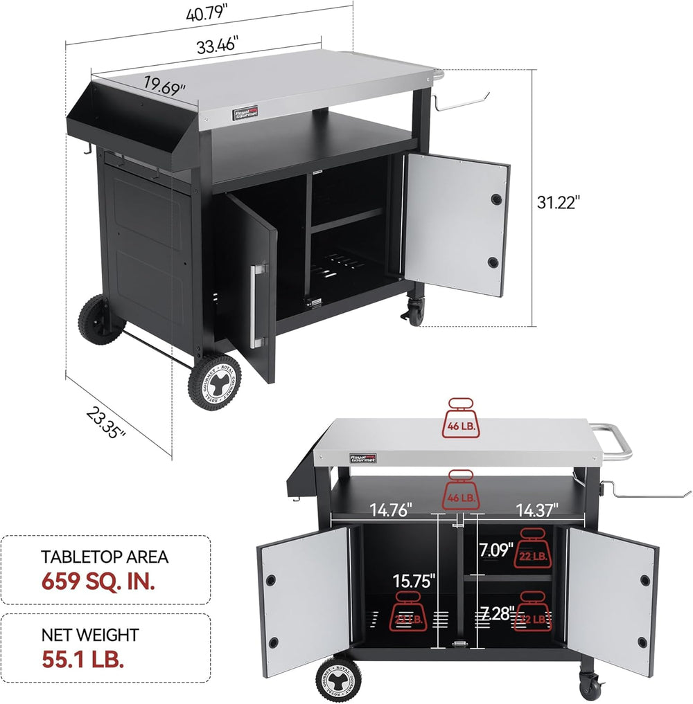 PC3403S Outdoor Grill Cart with Wheels Black