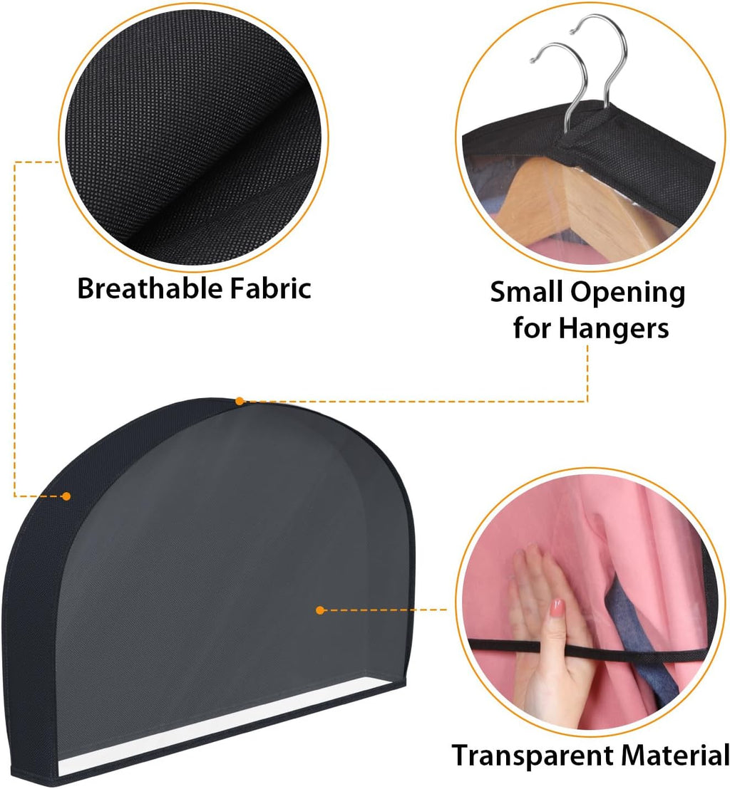 Shoulder Covers for Hanging Clothes (Set of 10) Breathable Garment Dust Covers Clothes Protectors Covers for Closet with 2" Gusset for Suit, Coats, Jackets, Dress