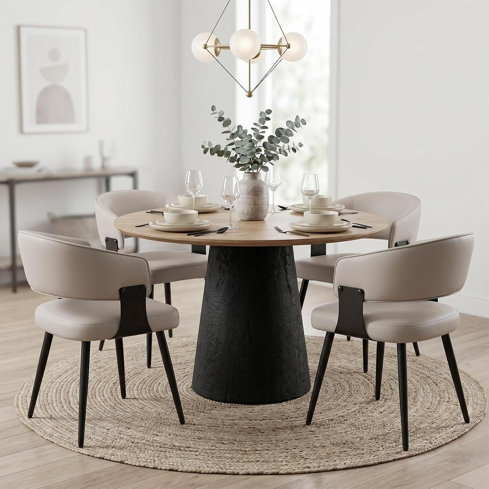 Dining Chairs Set of 4, Modern Upholstered Faux Leather Kitchen Chairs with C...