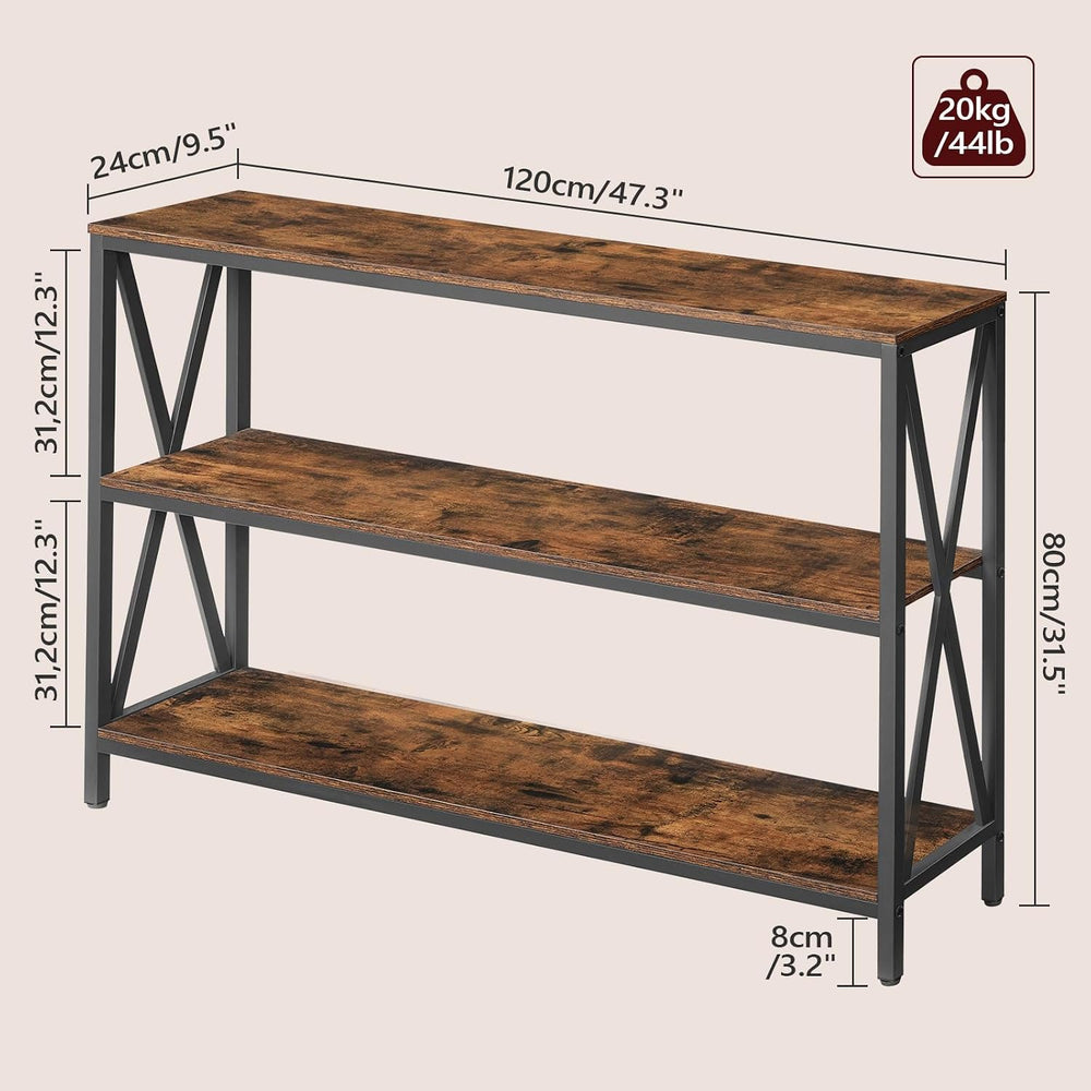 MAHANCRIS 47.2" Sofa Table, Industrial Console Table, 3-Tier Narrow Sofa...