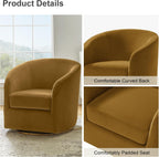 HULALA HOME Swivel Accent Chair with Gold Metal Base, Contemporary Velvet Curved Swivel Barrel Chair, Upholstered Club Armchair, Leisure Single Sofa for Living Room, Nursery, Bedroom(Golden)