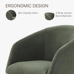 Swivel Dining Chairs Set of 4, Upholstered Mid Century Modern Deskchair with Barrel Back, Linen Fabric Kitchen Chairs for Dining Room, Bedroom, Dressing Room, Green