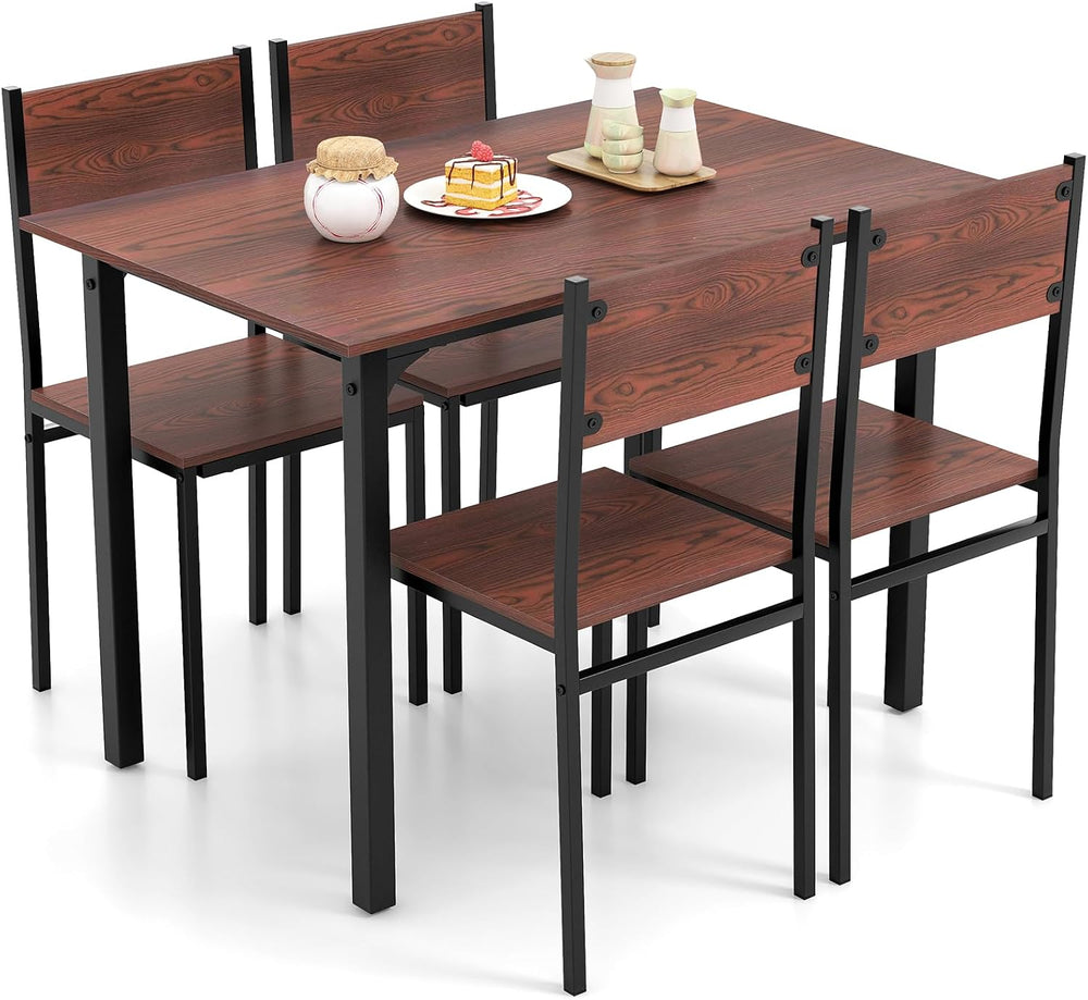 Giantex Dining Table Set for 4, 5-Piece Modern Kitchen Table and Chairs with ...
