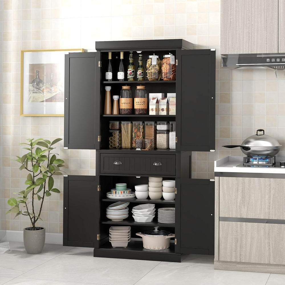 Giantex Pantry Organizers and Storage, 72" Tall Kitchen Cabinet with 2-D...