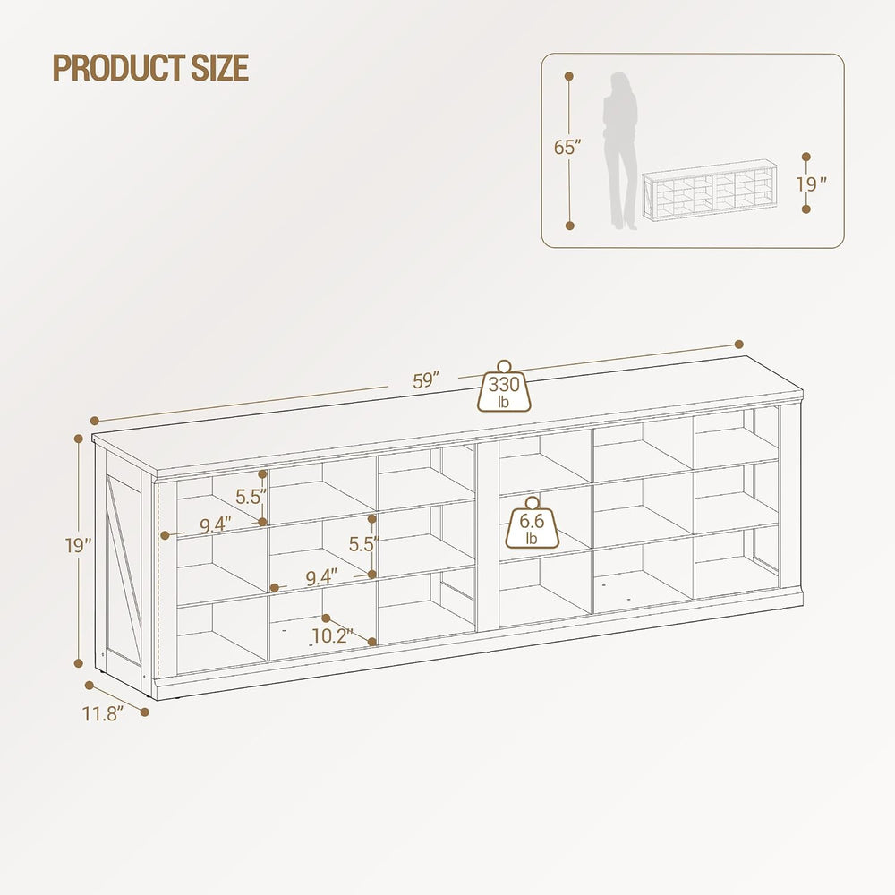 Hzuaneri Shoe Storage Bench, Wooden Entryway Shoe Benches with Cubby | Widene...